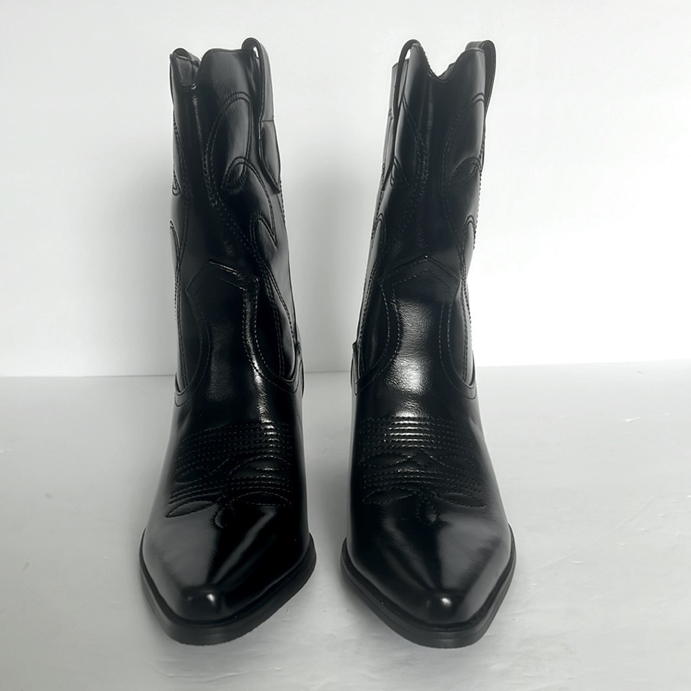 Western Chunky Heel Cowboy Embroidery Vintage Cowgirl Ankle Boots Size 7.5 New - Picture 8 of 9